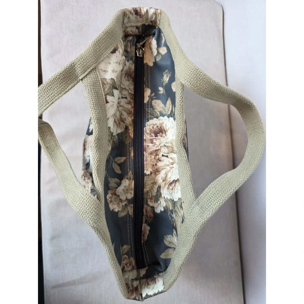 Bossace Shoulder Bag Floral Blue And Tan Medium Korean Design